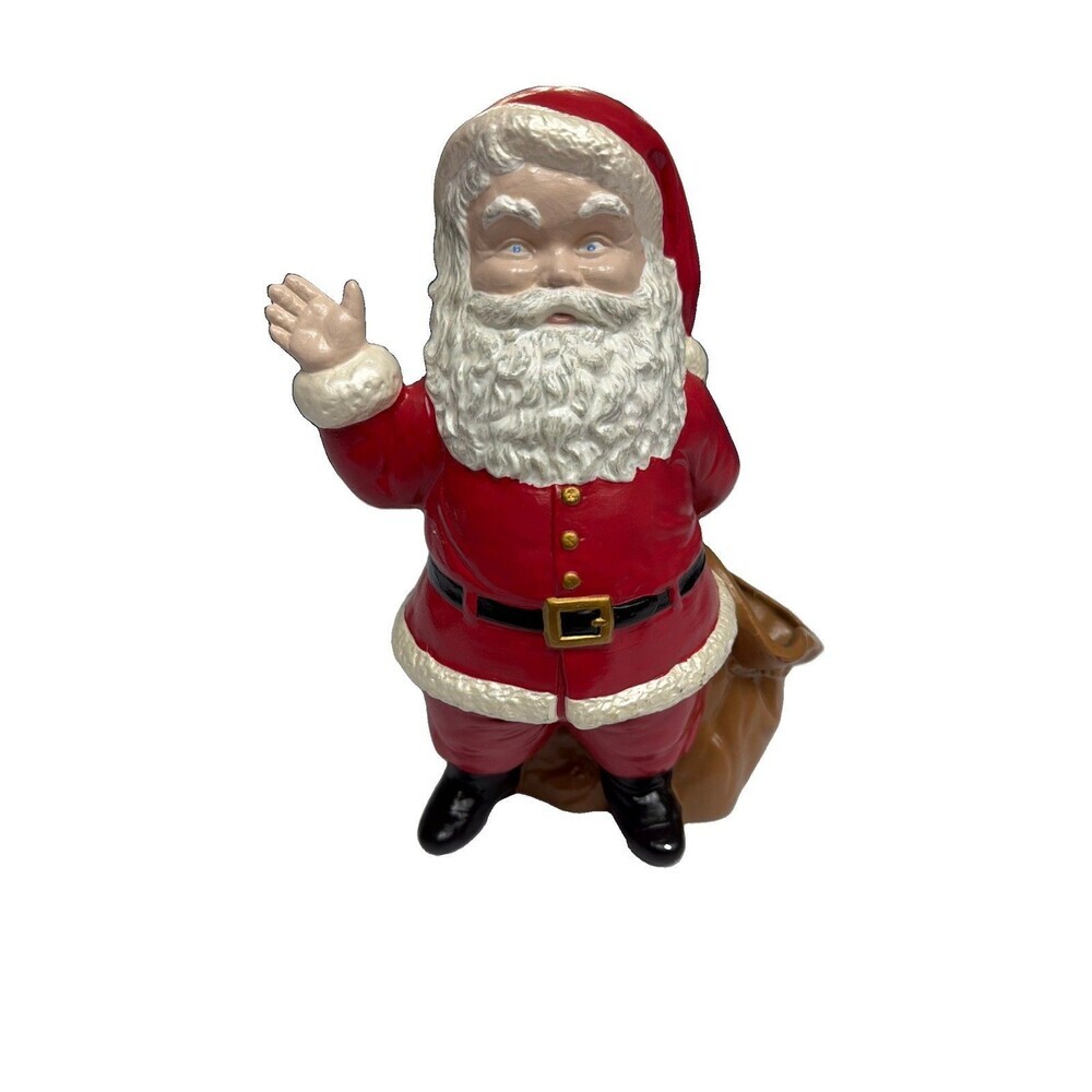 Vintage 1973 Duncan Ceramics Waving Santa 10 1/2" Hand Painted Glazed Christmas